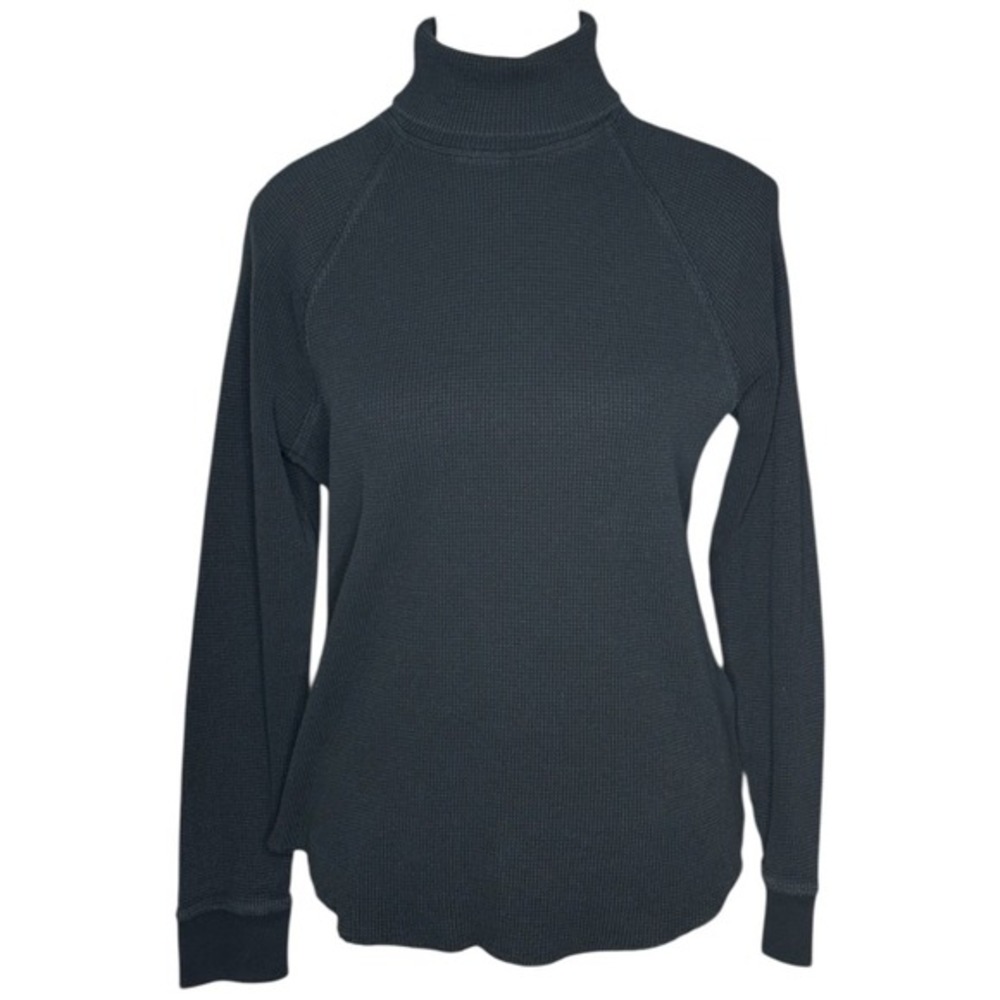 Everlane Organic Cotton Turtleneck Waffle Knit Top‎ Black Women's Size M